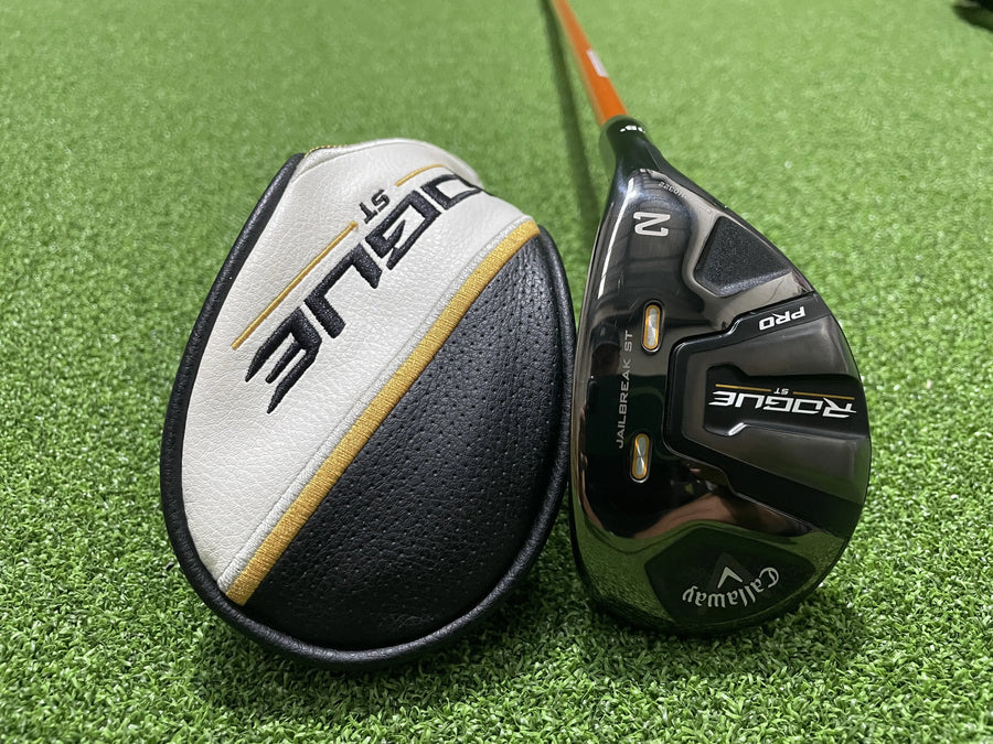 Callaway Rogue ST Pro #2 Hybrid 18° Stiff With Headcover (EXCELLENT) - clubface
