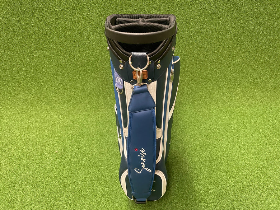 Malbon Blue/White Leather 4-Way Stand Bag (USED) - side view
