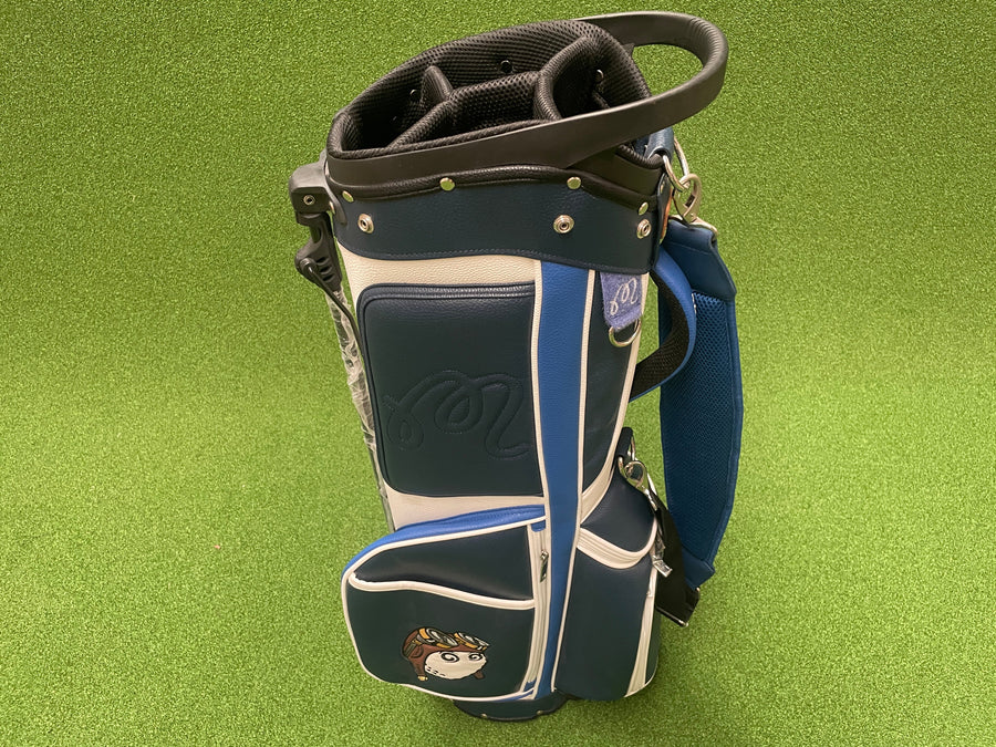 Malbon Blue/White Leather 4-Way Stand Bag (USED) - top divider