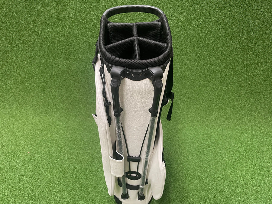 Premium White Leather 5-Way Stand Bag (LIKE NEW) - pockets