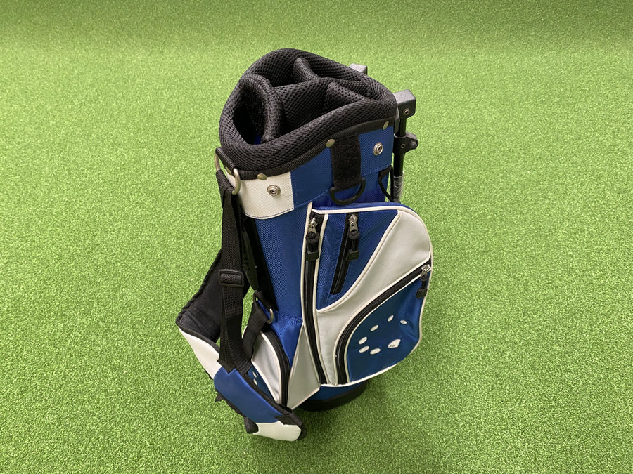 Junior-Pro Blue/White 5-Way Stand Bag (LIKE NEW) - front view