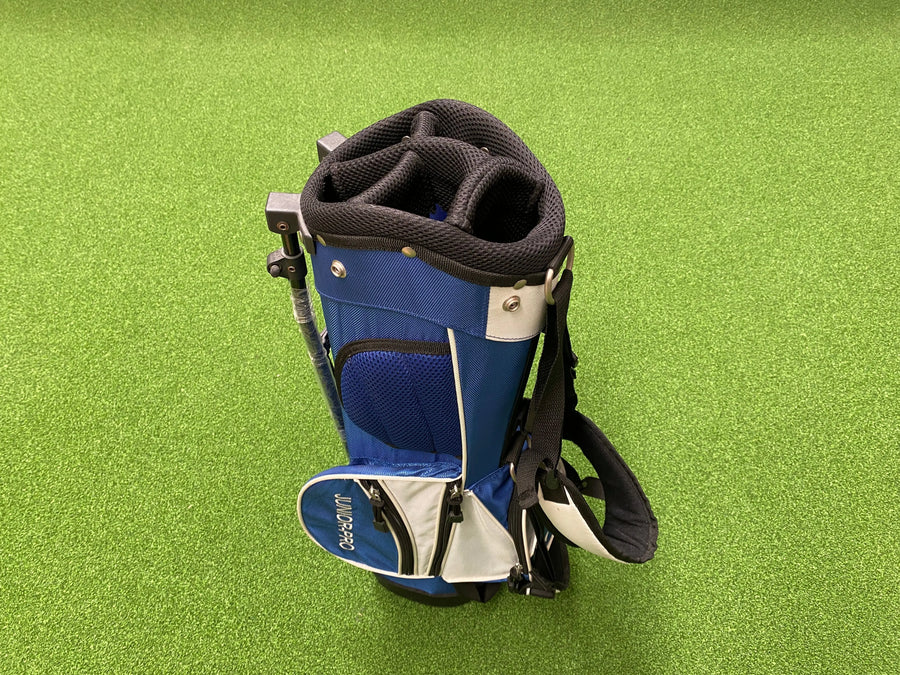 Junior-Pro Blue/White 5-Way Stand Bag (LIKE NEW) - top divider