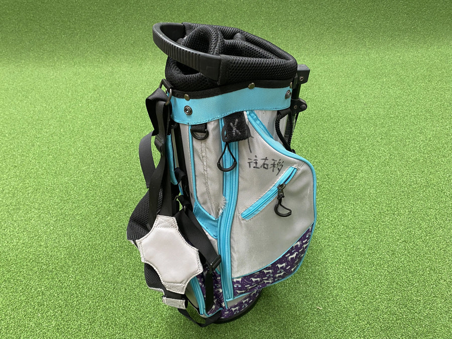 Grey/Aqua/Purple Junior 4-Way Stand Bag - front view