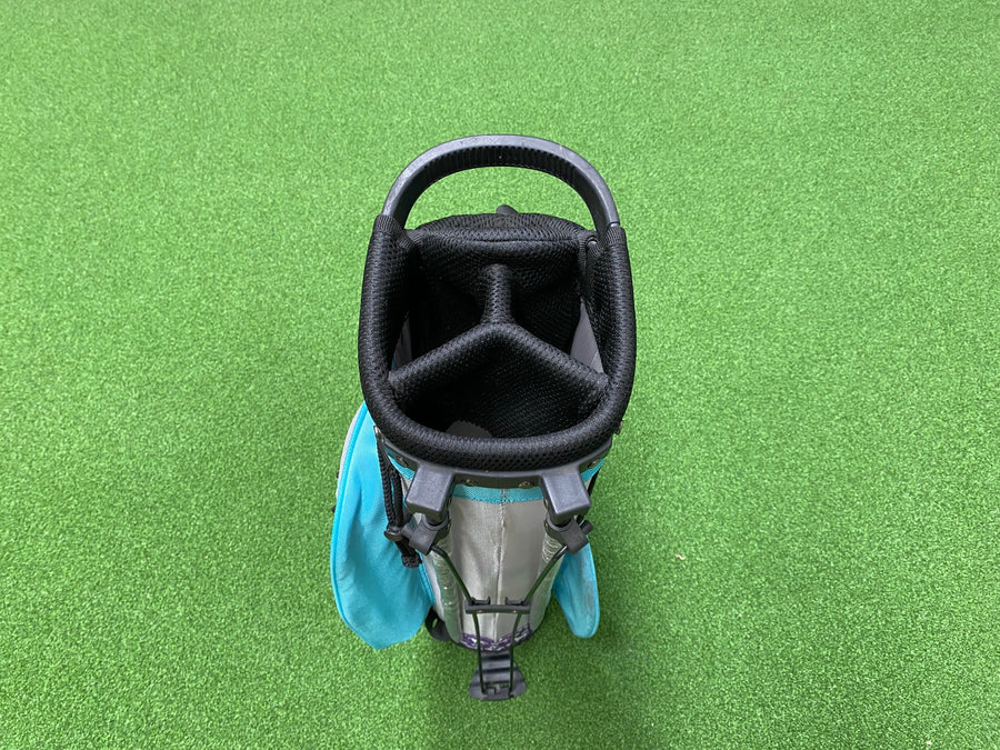 Grey/Aqua/Purple Junior 4-Way Stand Bag - back view