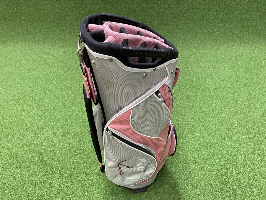 Dephlin Grey/Pink 14-Way Cart Bag with Raincover (USED) - front view