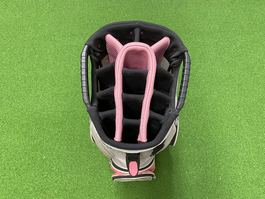 Dephlin Grey/Pink 14-Way Cart Bag with Raincover (USED) - side view