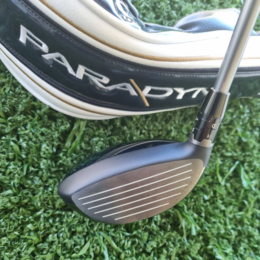 Callaway Paradym Triple Diamond Fairway Wood #5 Stiff Right Handed (USED) - address view with headcover